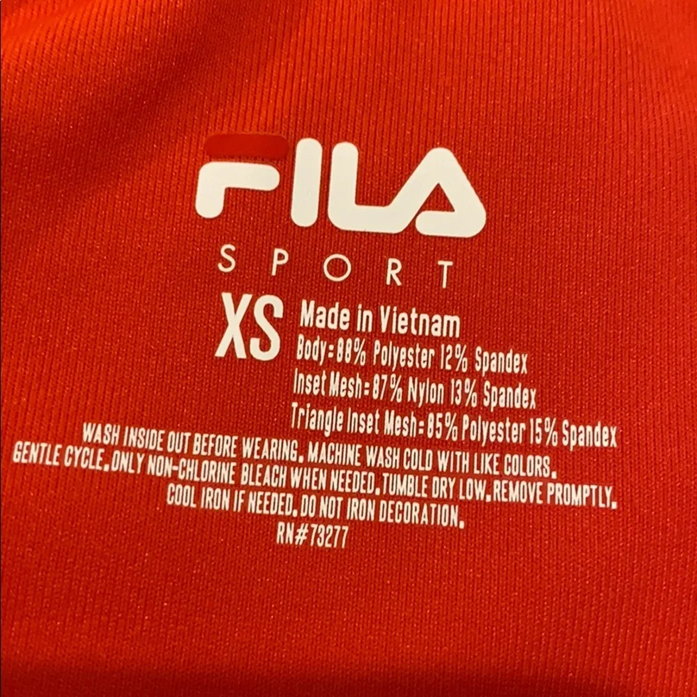 FILA SPORT High-Waisted Mesh Ankle Leggings in Vivid Punch Color Size XS